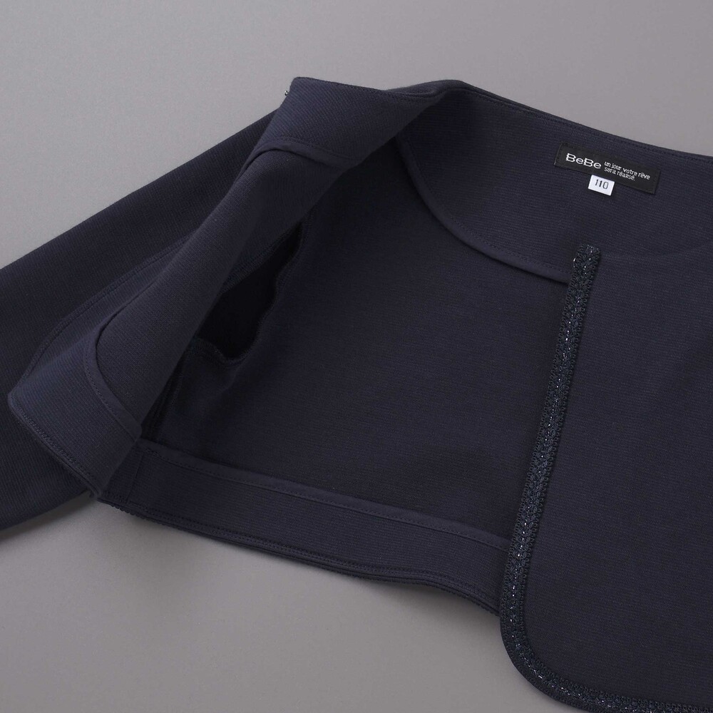 リップルポンチノーカラージャケット(110~130cm) ホワイト 110cm