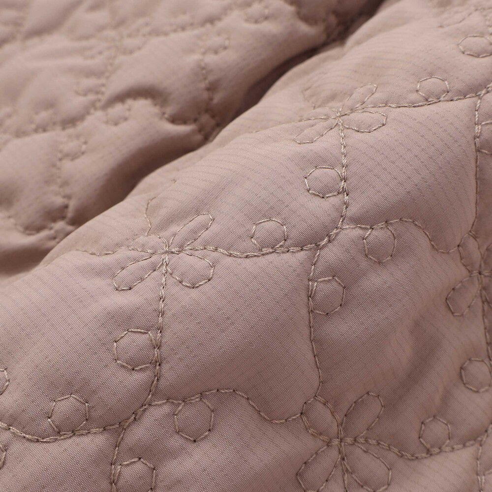 フラワーキルトタフタノーカラー中綿ブルゾン(90~150cm) ベージュ 90cm