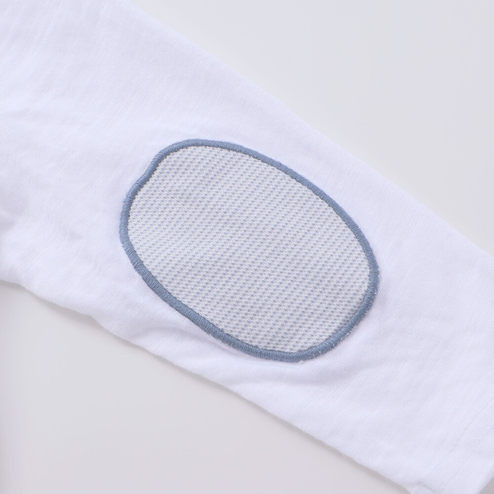 スラブ天竺肘パッチ長袖Tシャツ+オーバーオールセット(80~90cm) ブルー 80cm