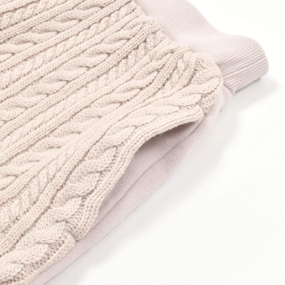 ニット切り替えプルオーバー+ショートパンツセットアップ(130~160cm) ベージュ 140cm