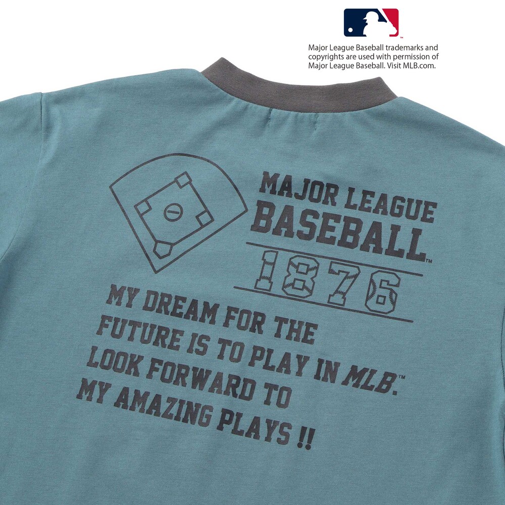 【MLB】 モチーフ VネックTシャツ(100~160cm) グレー 100cm