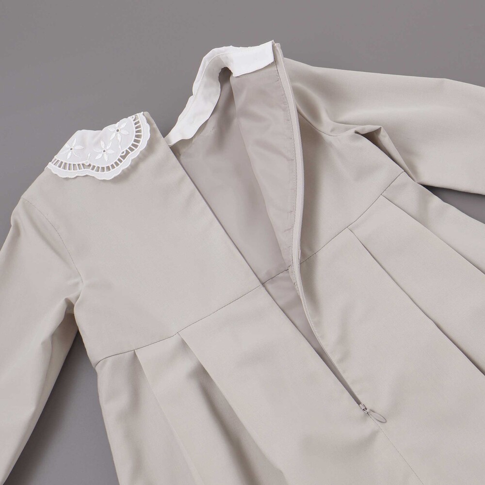 サイロコンパクトツイルレース襟袖ワンピース(110~130cm) ネイビー 110cm