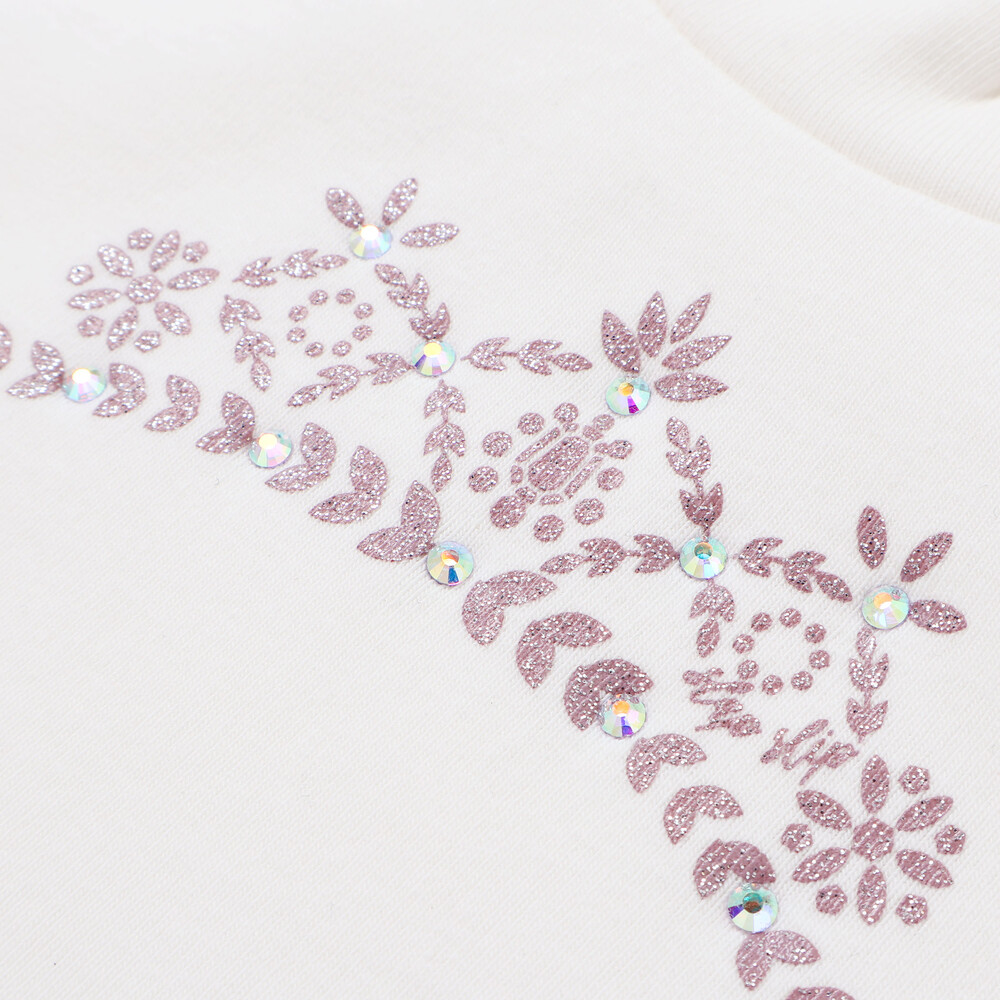 キラキラモチーフ長袖Tシャツ+ファーキャミワンピセット(90~130cm) 薄ブルー×オフホワイト 90cm