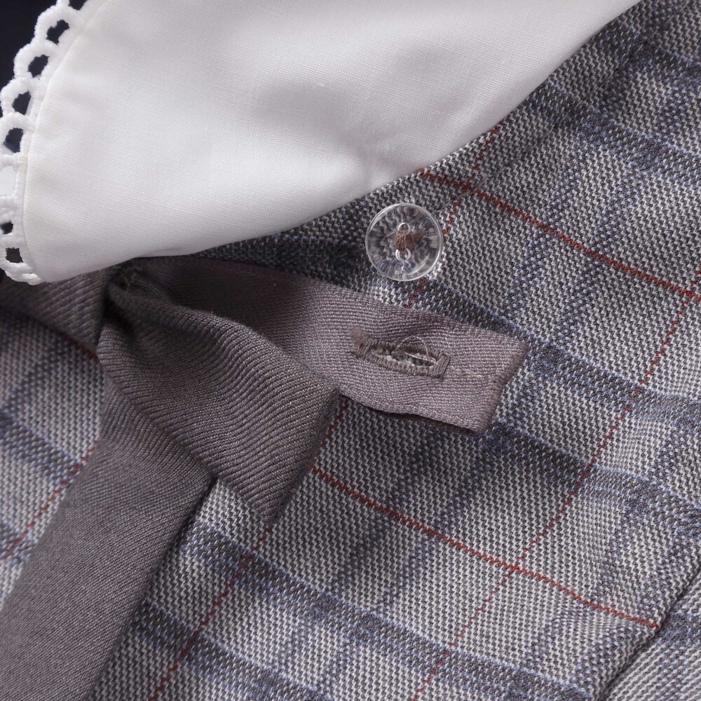 【POLO BCS(ポロ・ビーシーエス)×SLAP SLIPコラボ】袖切り替えジャケット+襟リボン付きチェックワンピース(110~130cm) ベージュ系 110cm