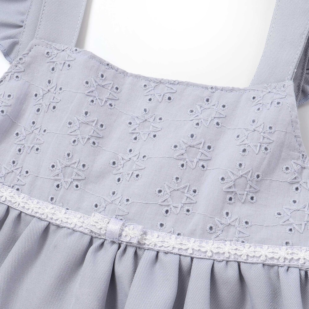 【スラプリ】袖口フリルTシャツ+裾刺しゅうチュニックセット(90~130cm) ピンク 90cm