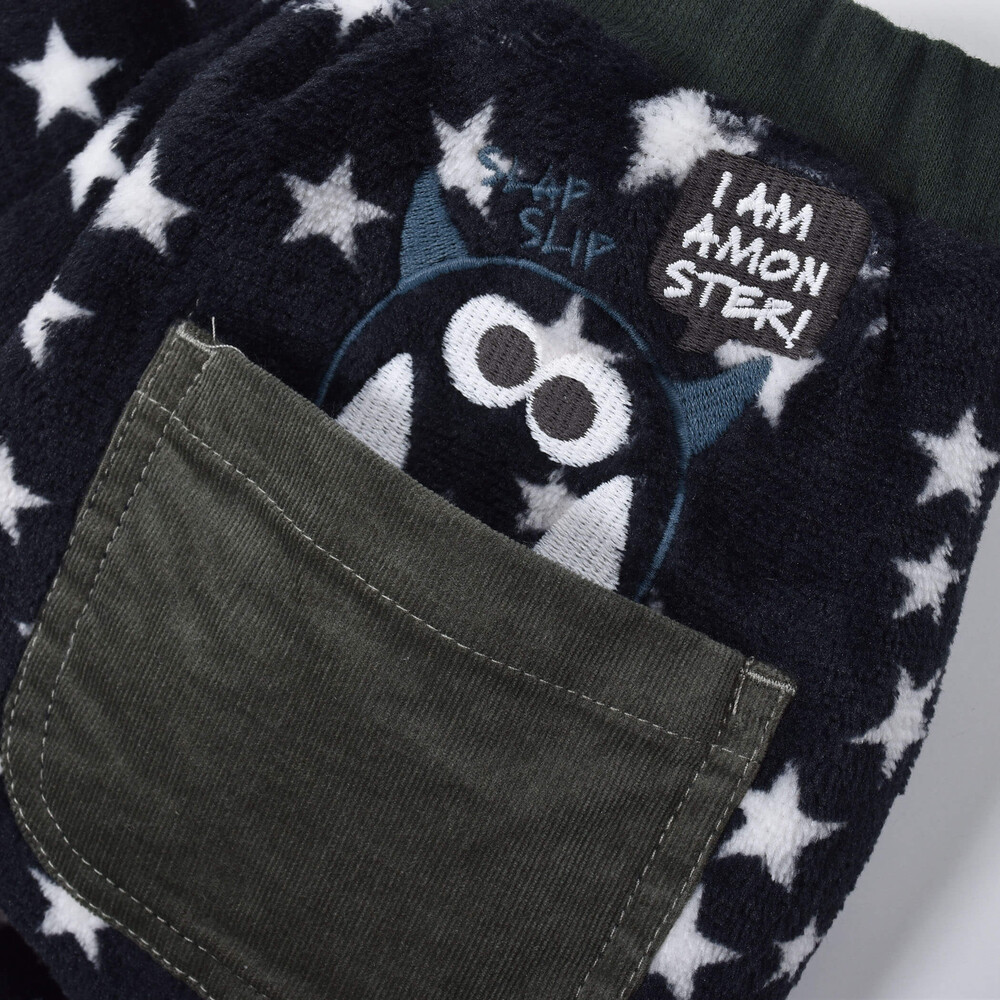 リバーシブル コールテン × 星 ボア モンスター 刺繍 パンツ (80~130cm) グレー 80cm