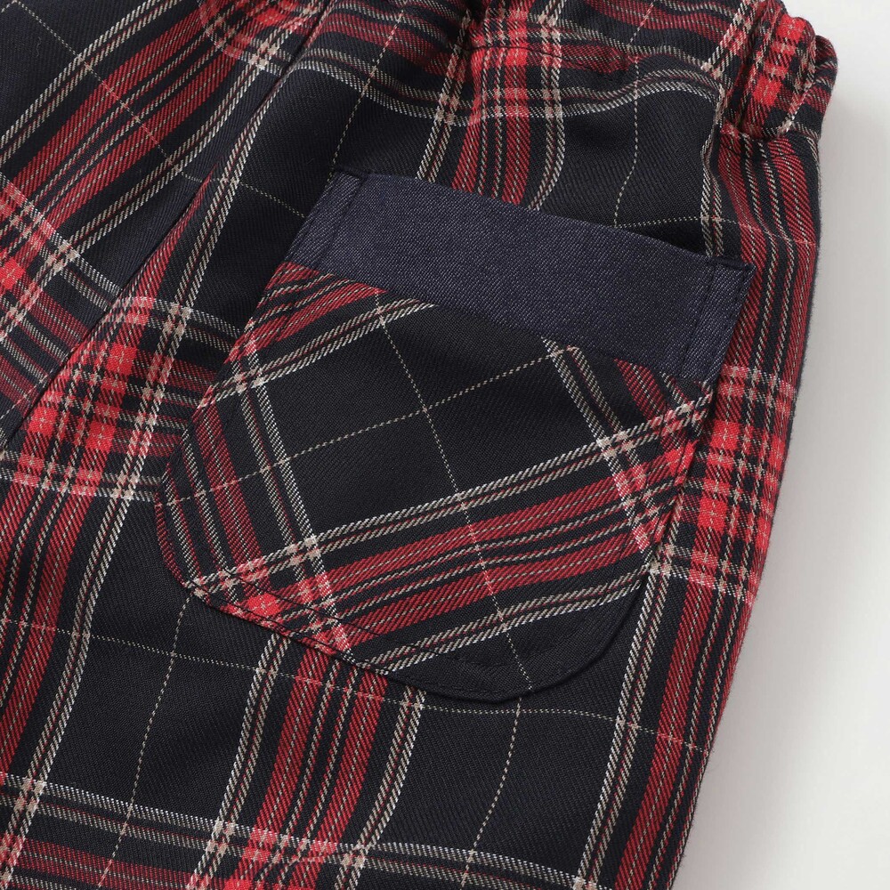 【お揃い】ツイルチェックリバーシブルパンツ(80~130cm) ネイビー 80cm