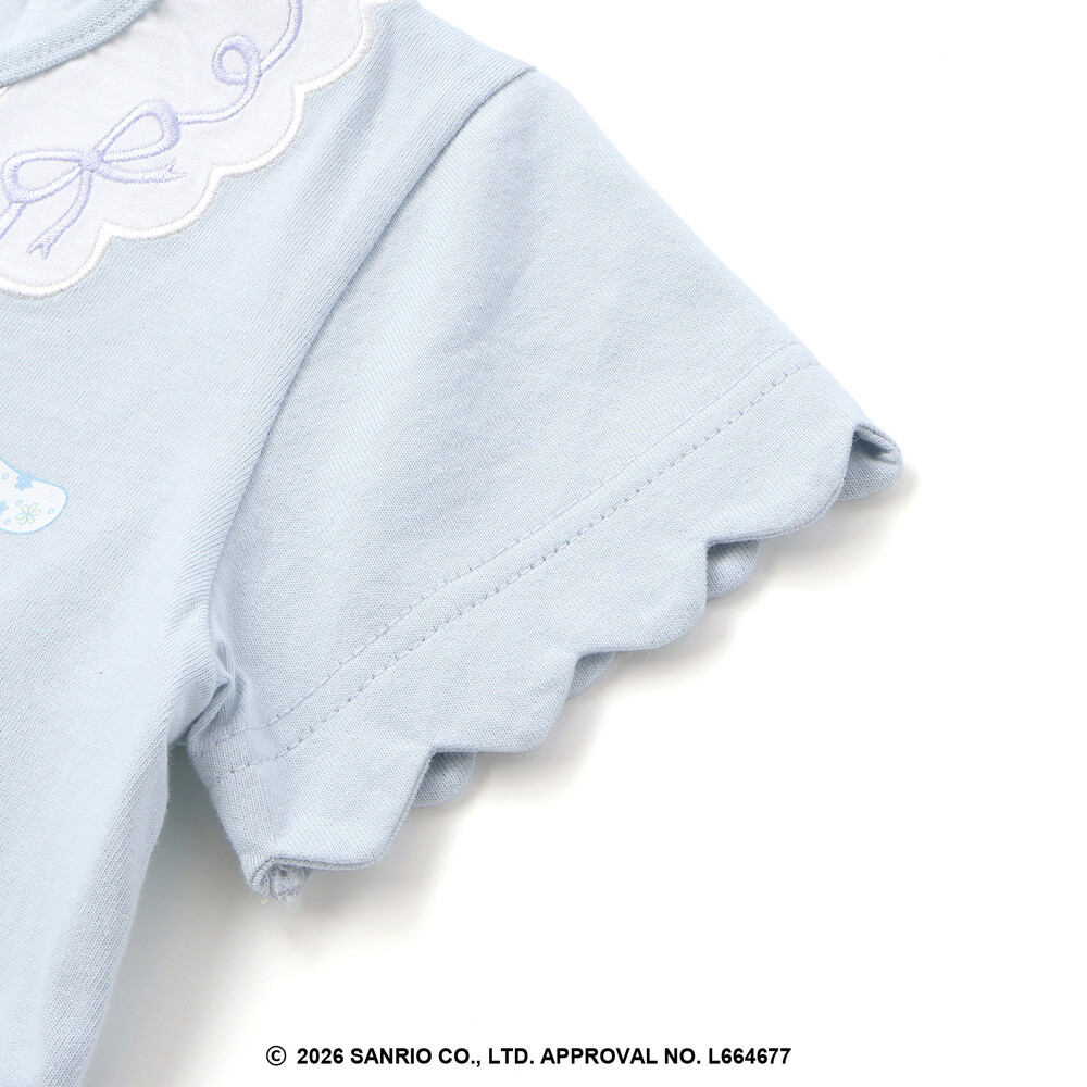 【シナモロール/ポムポムプリン×SLAPSLIP】袖スカラップ耳付きセーラー襟風Tシャツ(90~130cm) オフホワイト 90cm