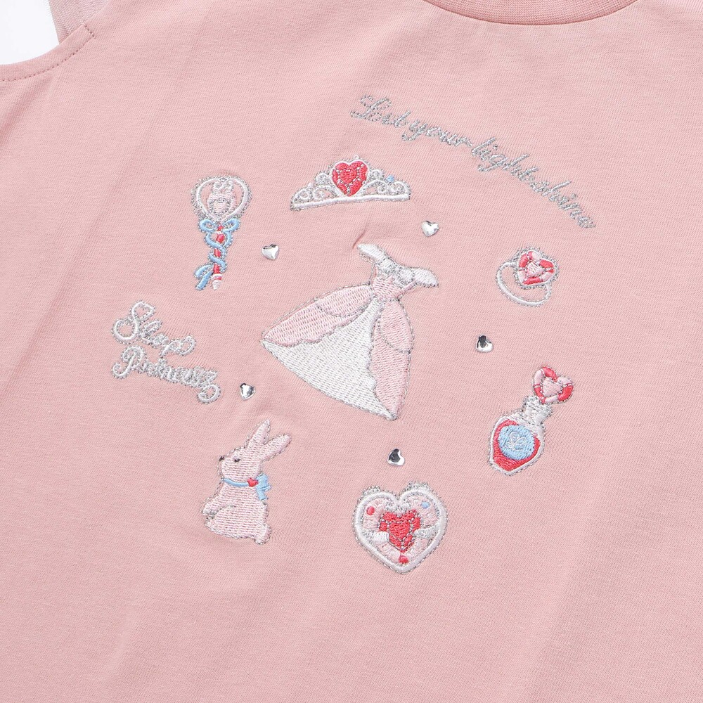 【スラプリ】チュールスリーブ天竺半袖Tシャツ(80~130cm) ブルー 80cm