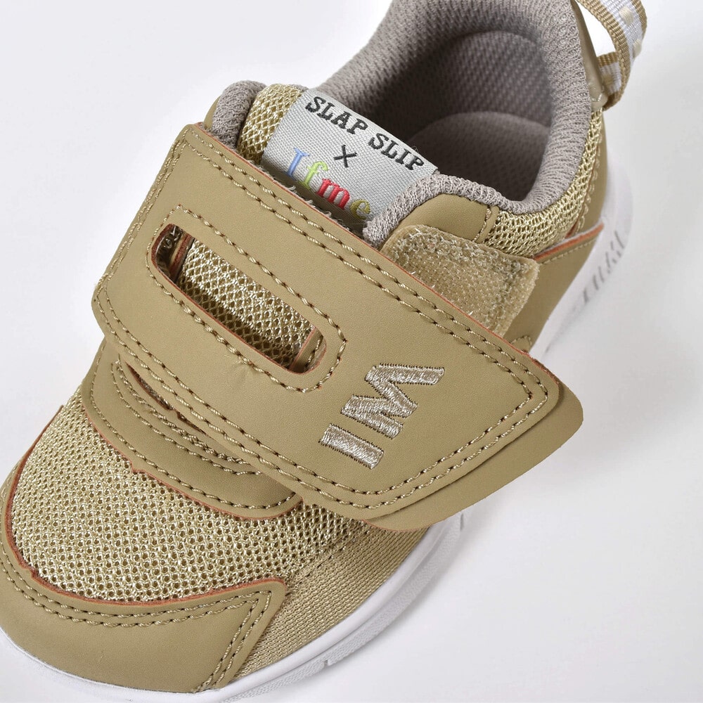 【 IFME × SLAP SLIP コラボアイテム 】 メッシュ ワンベルト スニーカー (15~19cm) ピンク 19cm
