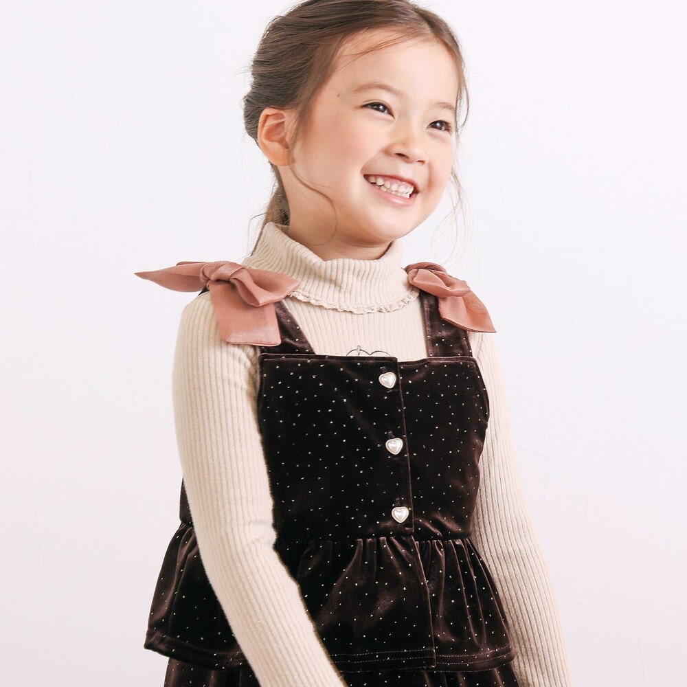 きらめくラメドットベロアビスチェセットアップ(90~130cm) ブラウン 90cm