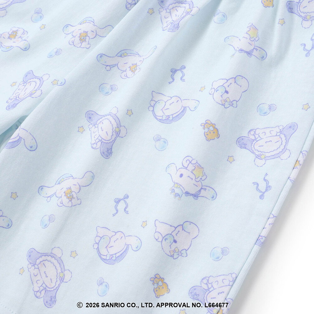 【シナモロール/ポムポムプリン×SLAPSLIP】耳付きモチーフ半袖パジャマ(90~130cm) オフホワイト 90cm