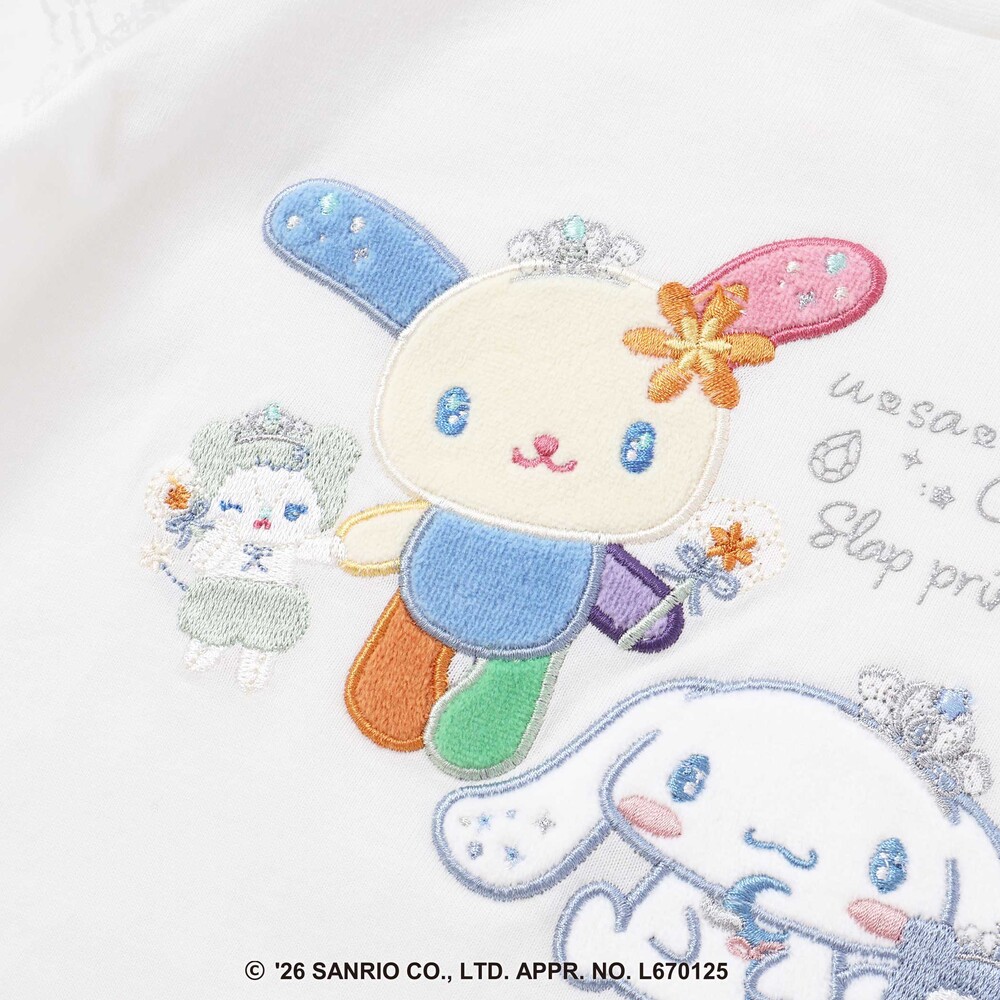 【サンリオキャラクターズxSLAPSLIP】パッチ刺しゅう肩フリル長袖Tシャツ(80~130cm) パープル 80cm