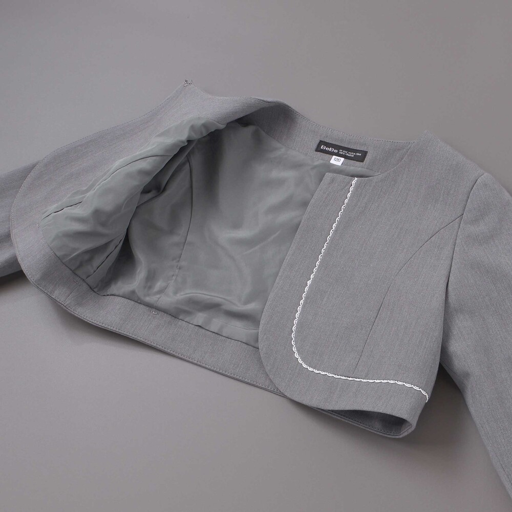 ボレロ+リボンタイ付きチェックワンピースセット(110~130cm) ネイビー系 110cm