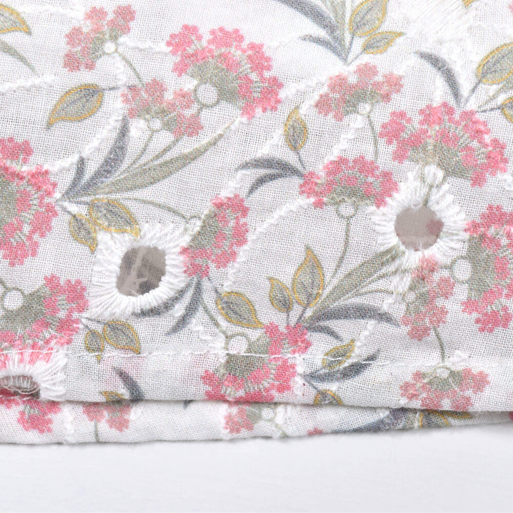 刺繍 花柄 二重 フリル 袖 ワンピース (95~150cm)(95cm パープル