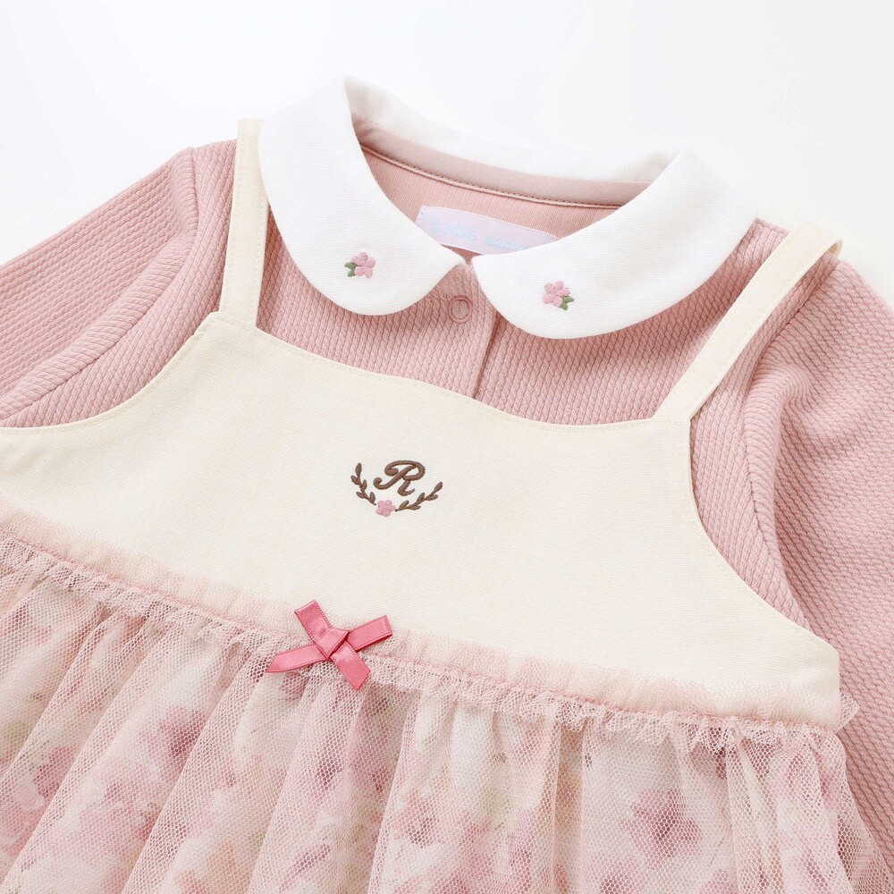 【お揃い】チュニック付きテレコフェイスカバーオール(70~80cm) ベージュ系 70cm