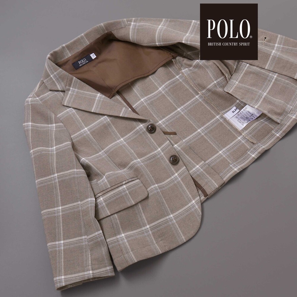 【POLO BCS(ポロ・ビーシーエス)×SLAP SLIPコラボ】無地チェックスーツ+シャツ3点セット(110~130cm) ネイビー 110cm