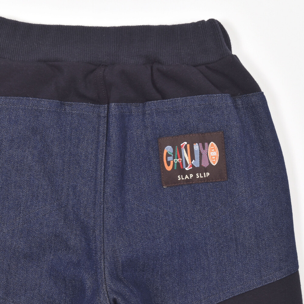 GANJYO】おしりポケットブランドネーム裏シャギーデニムパンツ(80