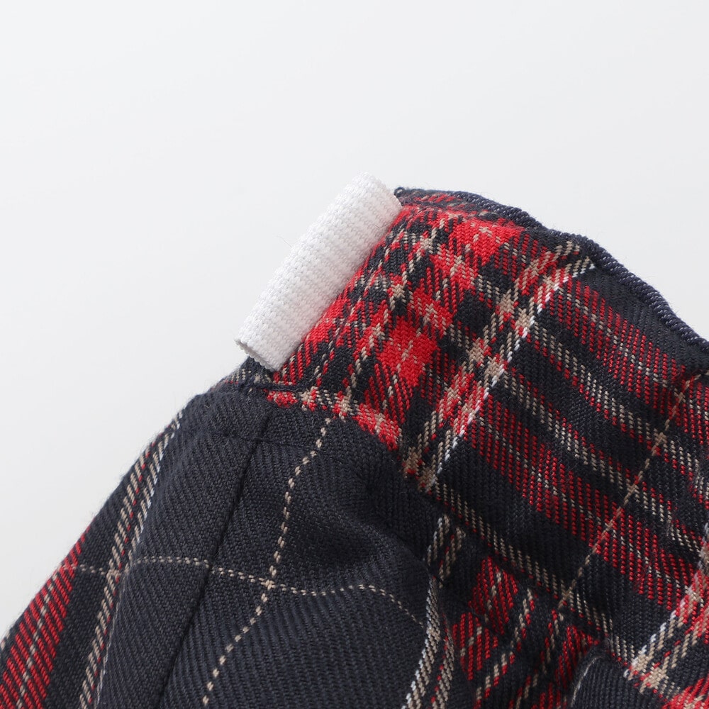 【お揃い】ツイルチェックリバーシブルパンツ(80~130cm) ネイビー 80cm