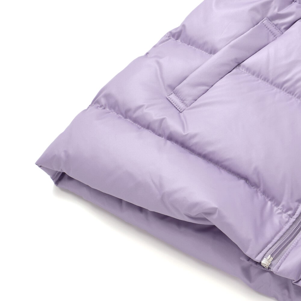 【撥水加工】シャイニータフタウエスト切り替えシャギーファーフードダウンコート(90~150cm) ピンク 90cm