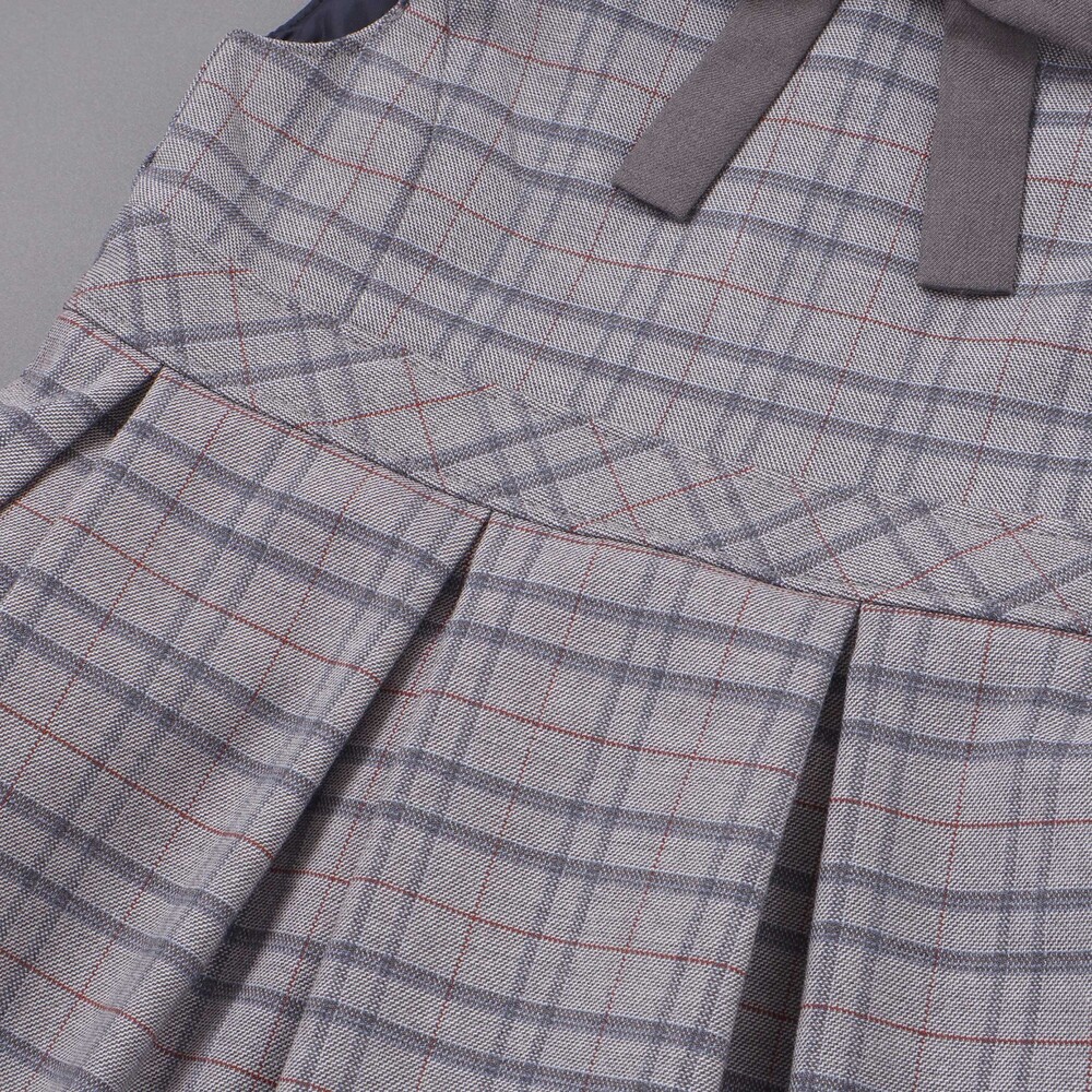 【POLO BCS(ポロ・ビーシーエス)×SLAP SLIPコラボ】袖切り替えジャケット+襟リボン付きチェックワンピース(110~130cm) ベージュ系 110cm