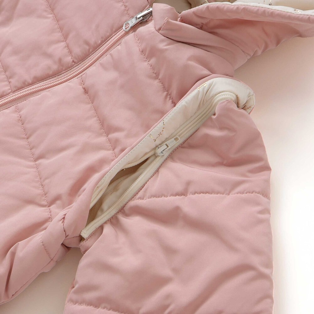 【お揃い】無地キラキラ箔プリント8WAYコート(80~130cm) ベージュ×ブルー系 80cm