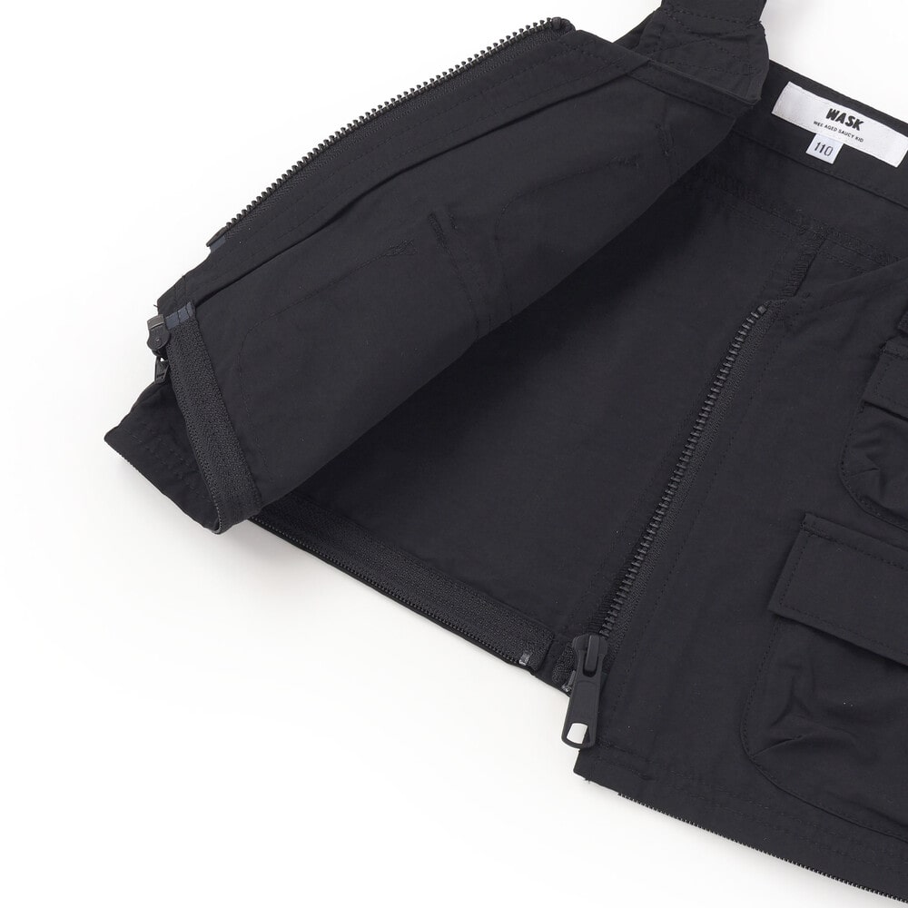 ベスト⇔バッグ 2WAYハンティングベスト&長袖Tシャツセット(110~160cm) ブラック 110cm