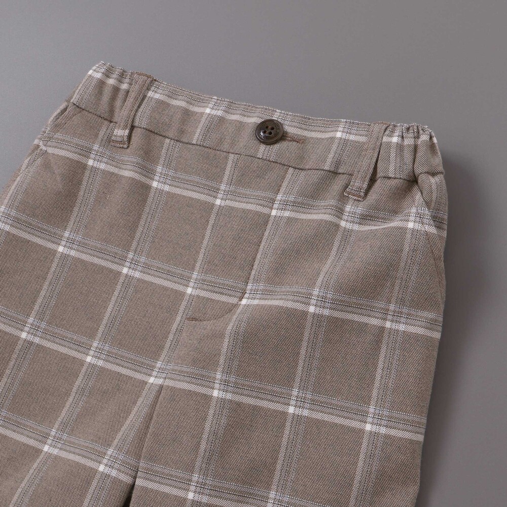 【POLO BCS(ポロ・ビーシーエス)×SLAP SLIPコラボ】無地チェックスーツ+シャツ3点セット(110~130cm) ネイビー 110cm