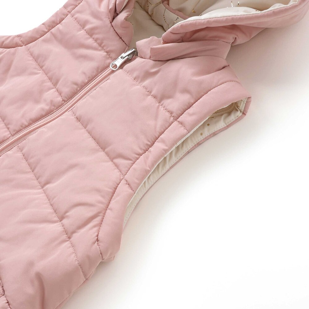 【お揃い】無地キラキラ箔プリント8WAYコート(80~130cm) ベージュ×ブルー系 80cm