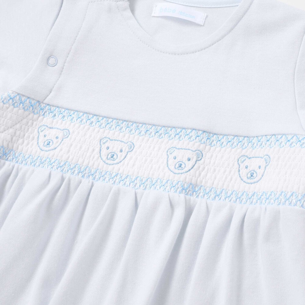 【日本製】スモッキングカバーオール&ベスト&スタイセット(70~80cm) ピンク 70cm