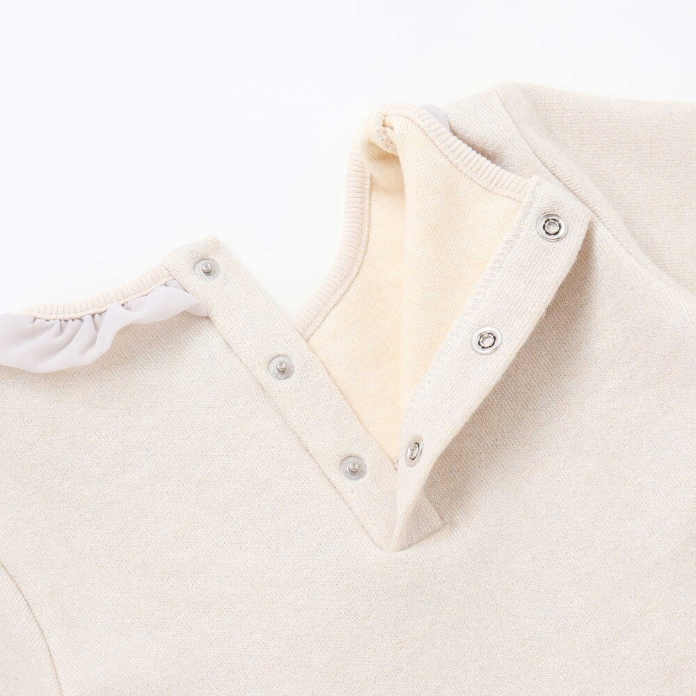 ラメニットフリルトップス+スカート セットアップ(100~140cm) ベージュ 100cm