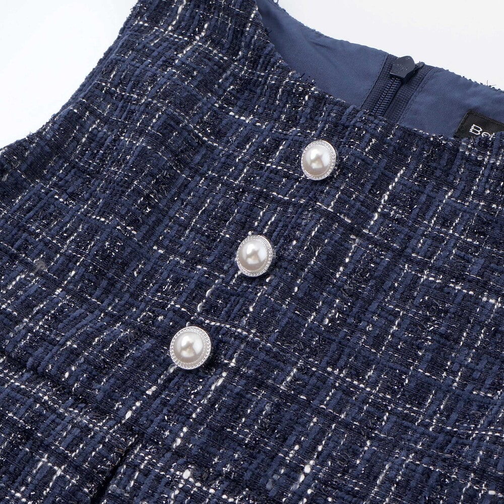 【お揃い】エタンセルラメツイードプリーツジャンパースカート(100~150cm) レッド系 100cm