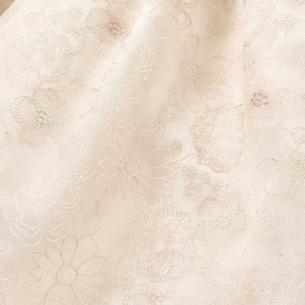 【日本製】オーガンジーフラワー刺しゅうドレス(110~130cm) ベージュ系 110cm