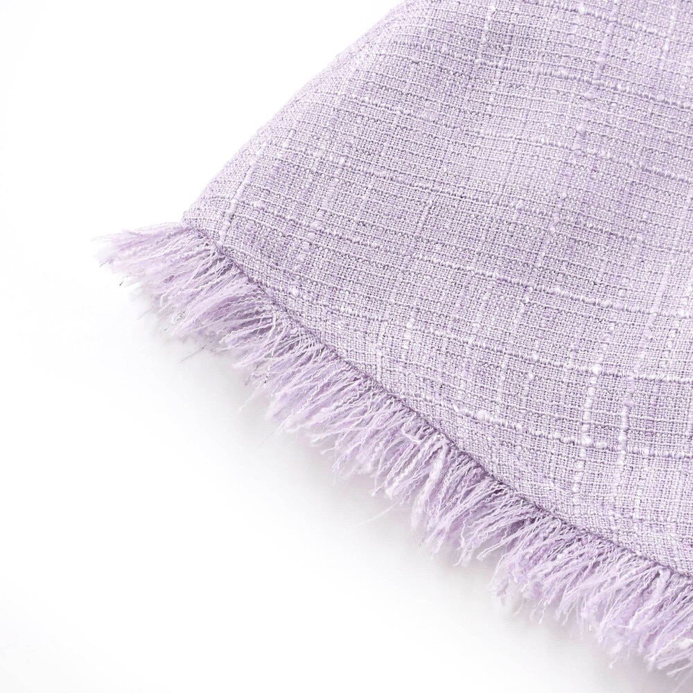 【お揃い】ツイード調Vネックフリンジジャンパースカート(90~140cm) パープル系 90cm