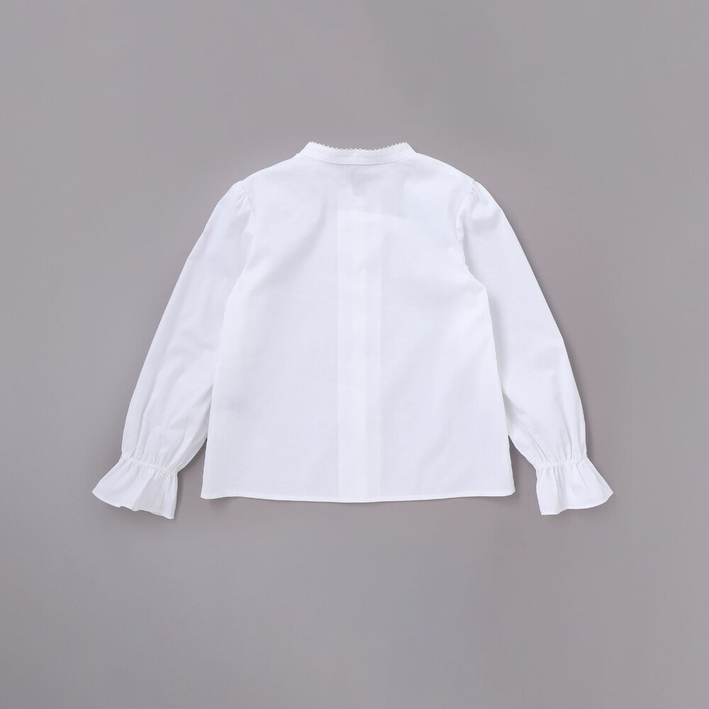 ストレッチウェザー付け襟キャンディスリーブブラウス(90~160cm) ホワイト 90cm