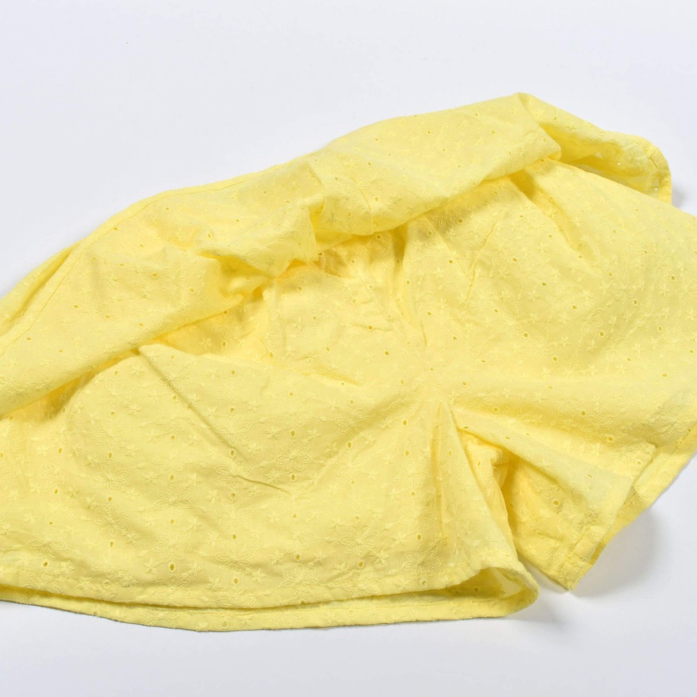 【 お揃い 】 コットン ローンレース ティアード キュロット パンツ(90~150cm) イエロー 120cm