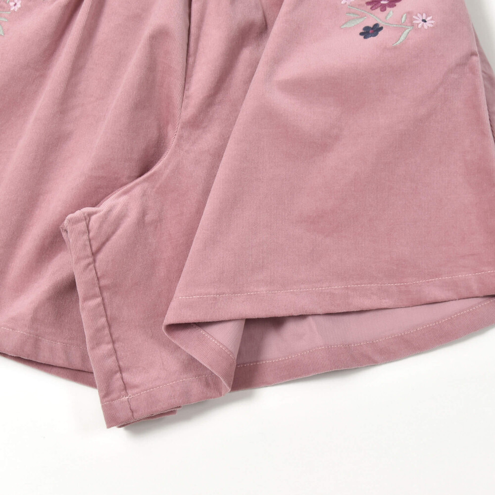 コールテンフラワー刺しゅうキュロットパンツ(80~150cm) ピンク 80cm