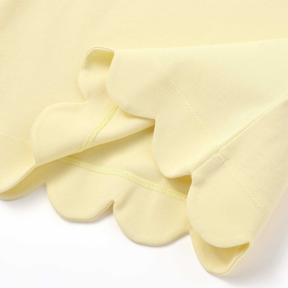 フラワーロゴ刺しゅうスカラップスムース長袖Tシャツ(90~150cm) イエロー 90cm