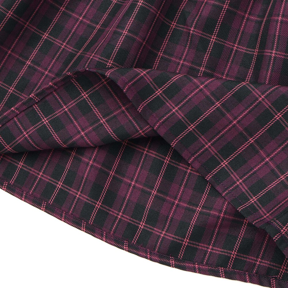 【限定商品】リブ+チェックドッキング長袖ワンピース(95~150cm) ネイビー系 95cm