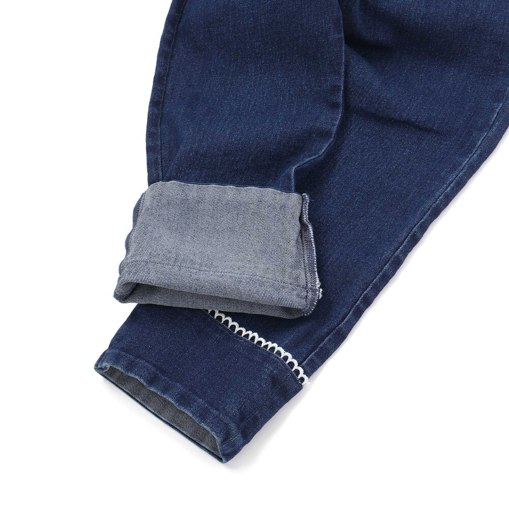 【限定商品】レースストレッチデニムロングパンツ(95~150cm) ネイビー 95cm