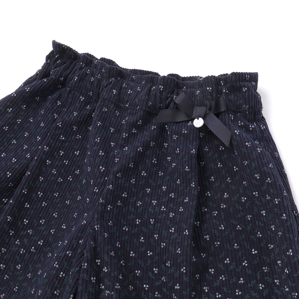 【限定商品】コールテン花柄&粒柄キュロット(95~150cm) ブラック系 95cm