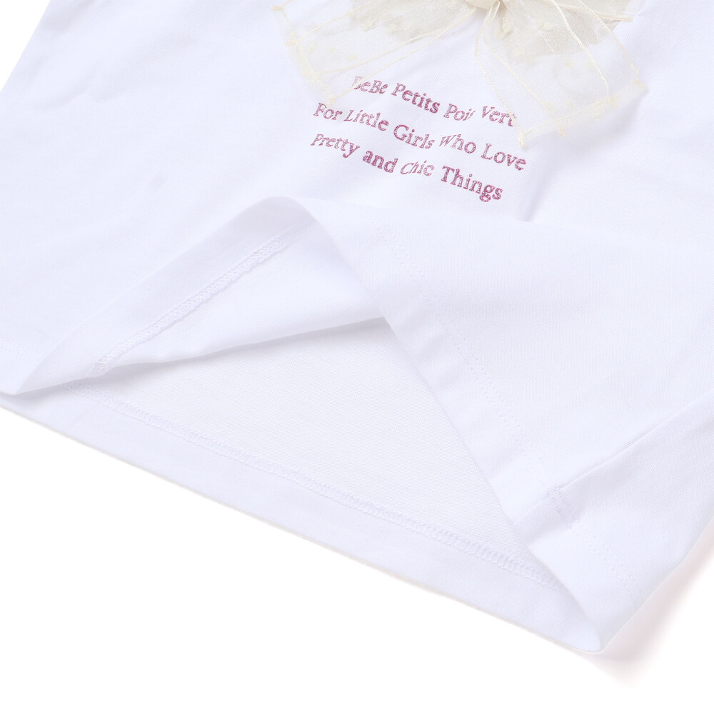 【限定商品】チュールリボンロングTシャツ(95~150cm) ホワイト 95cm