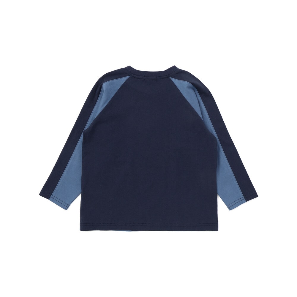 【限定商品】配色切り替えラグランロングTシャツ(95~150cm) ブラック系 95cm