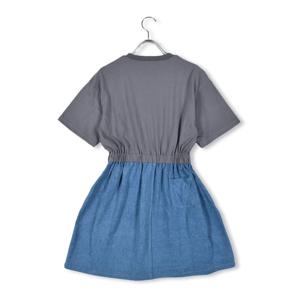 異素材 切り替え ワンピース (130~160cm) イエロー 130cm