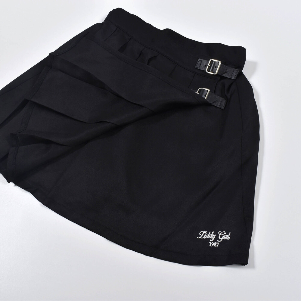 【ニコ☆プチ掲載】 プリーツ 巻き スカート パンツ(130cm~160cm) ブラック 130cm