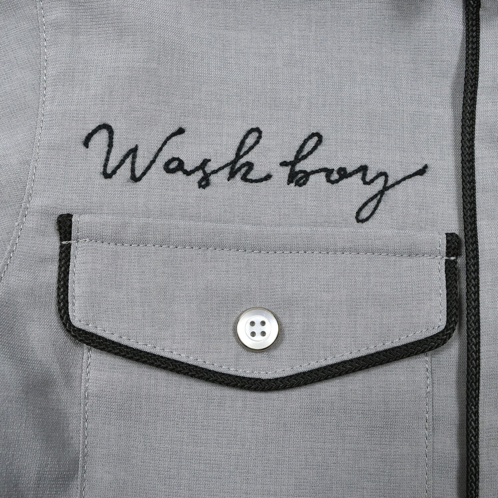 【接触冷感】ファンマートロストレッチパイピングバイカラーシャツ(100~160cm) グレー 100cm