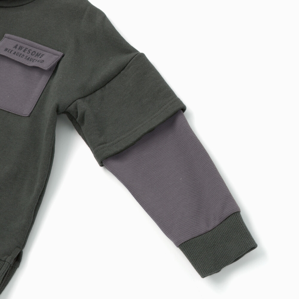 レイヤード風BIGフーディトレーナー(110~160cm) ブラック 110cm