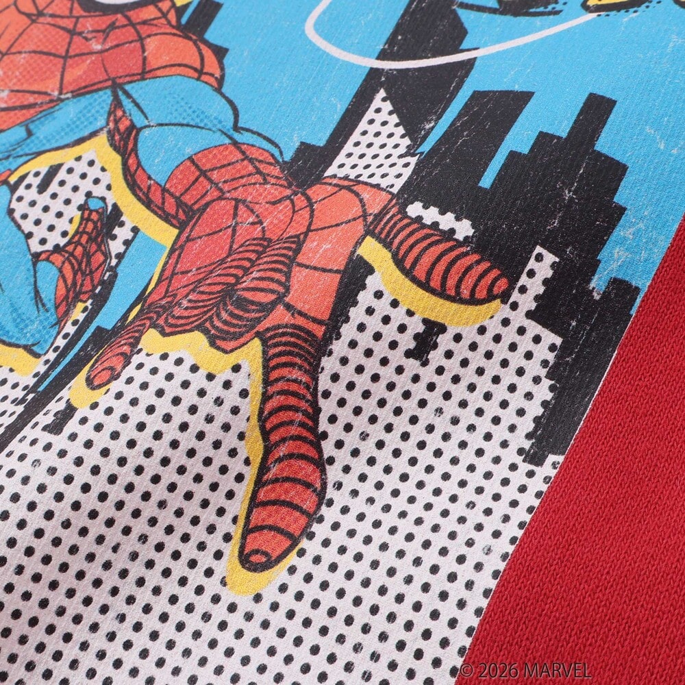 【スパイダーマン】コミックアート スパイダーマン長袖裏毛トレーナー(100~160cm) レッド 100cm