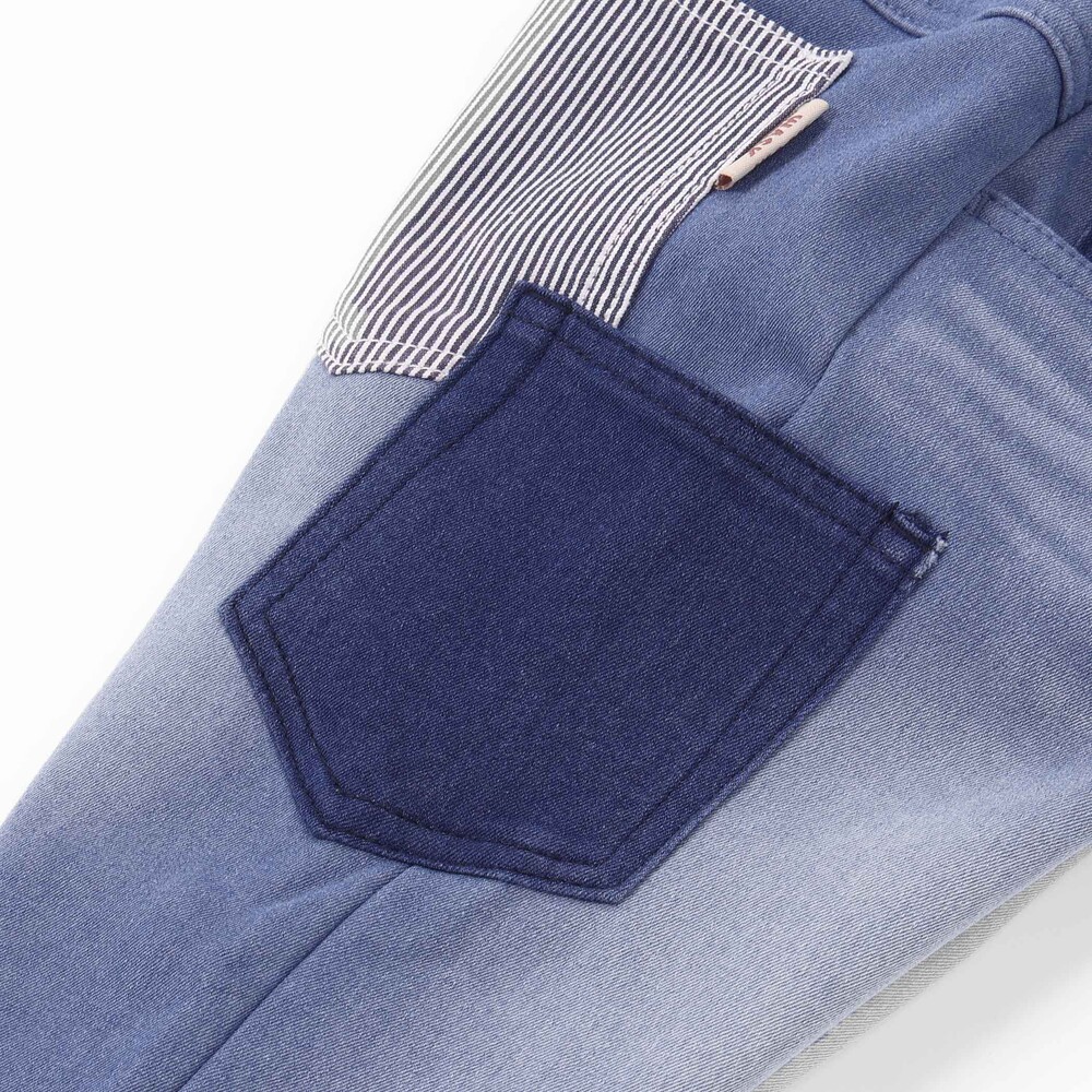 ヒッコリー+ボンディングパッチワークデニムパンツ(100~160cm ヒッコリー+ボンディングパッチワークデニムパンツ(100~160cm