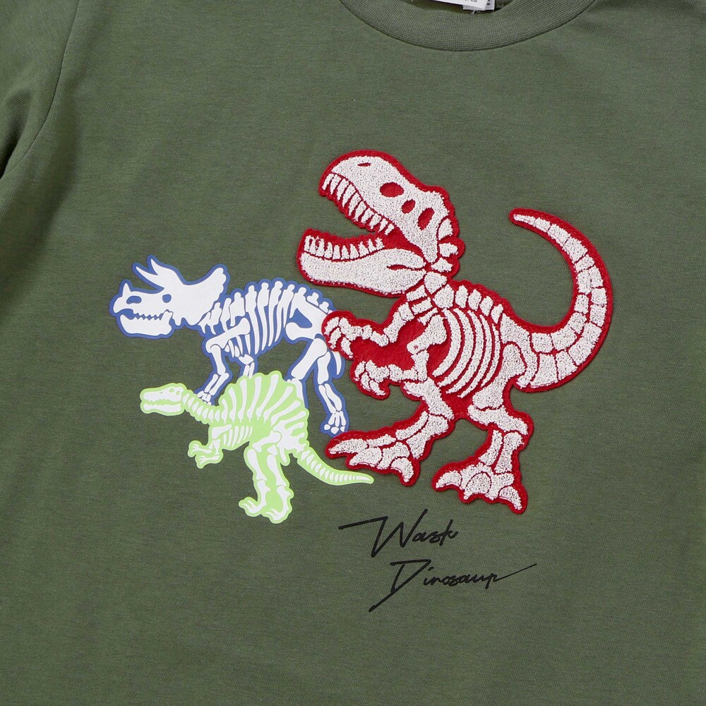 2WAYティラノサウルス刺しゅうビッグTシャツ(80~160cm) ブルー 80cm